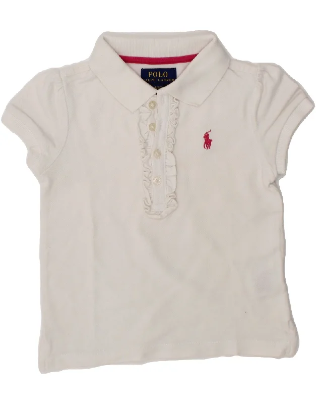 men's striped cotton polo shirts -POLO RALPH LAUREN Girls Polo Shirt 3-4 Years White Cotton