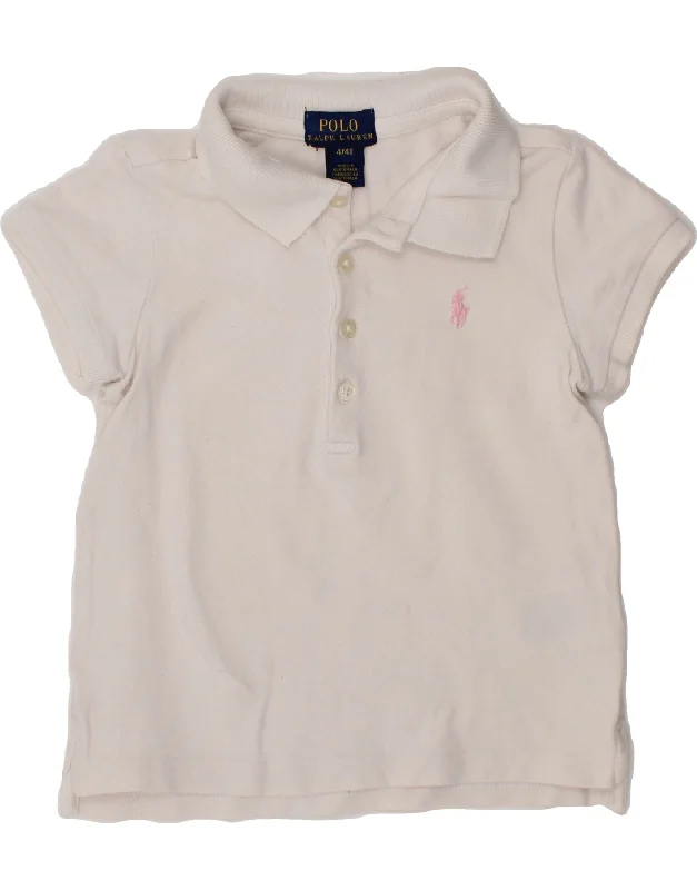 men's slim-fit polo shirts -POLO RALPH LAUREN Girls Polo Shirt 3-4 Years White Cotton