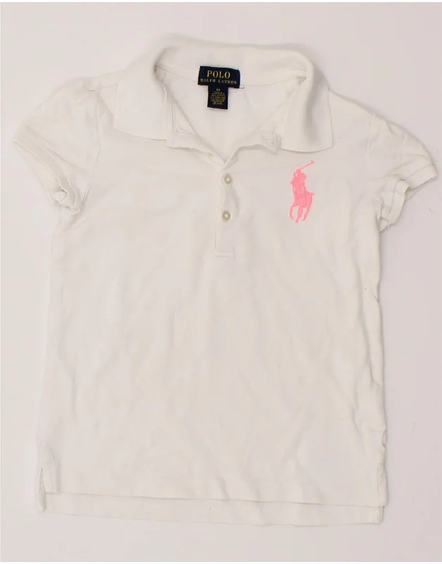 men's polos with side slits -POLO RALPH LAUREN Girls Polo Shirt 5-6 Years White Cotton