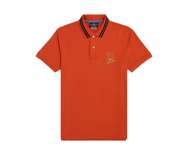 men's custom-fit shirts -Psycho Bunny Barbon Neon Glow Polo Bonfire Orange Shirt B6K101Q1PC-BNF