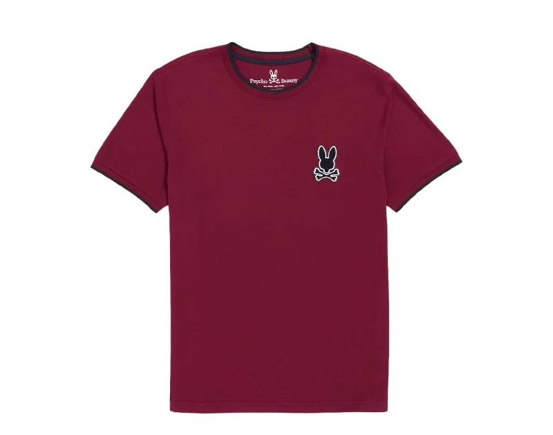 men's athletic fit shirts -Psycho Bunny Broad Chenille Patch Logo Crimson Men's Tee B6U897U1PC-CMS