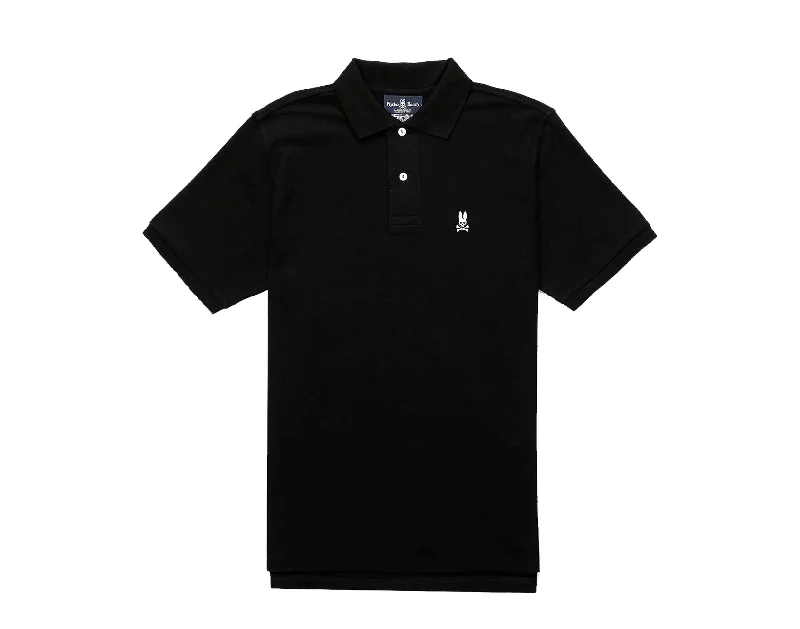 men's modern fit shirts -Psycho Bunny Classic Polo Black Men's Big and Tall Shirt B9K001ARPC-BLK