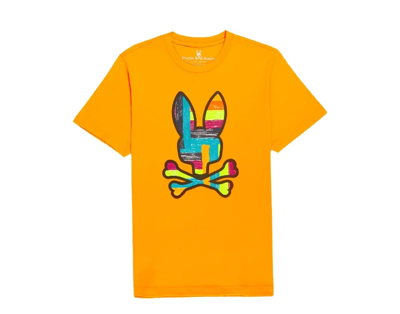 men's button-down shirts -Psycho Bunny Dyckman Graphic Yukon Gold Men's Tee Shirt B6U980U1PC-YKG