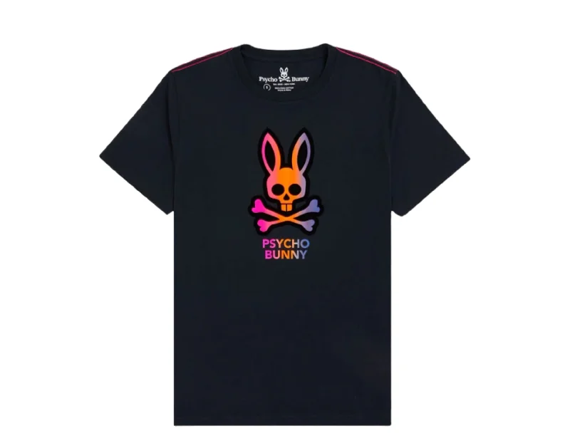 stylish dress shirts for men -Psycho Bunny Dylan Gradient Bunny Navy Men's Big & Tall Tee B9U206S1PC-NVY