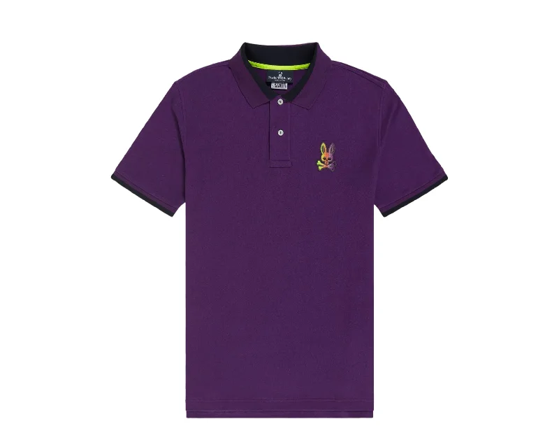 button-up shirts for work -Psycho Bunny Kids' Dylan Gradient Polo Vivid Violet Purple Shirt B0K201S1PC-VVV