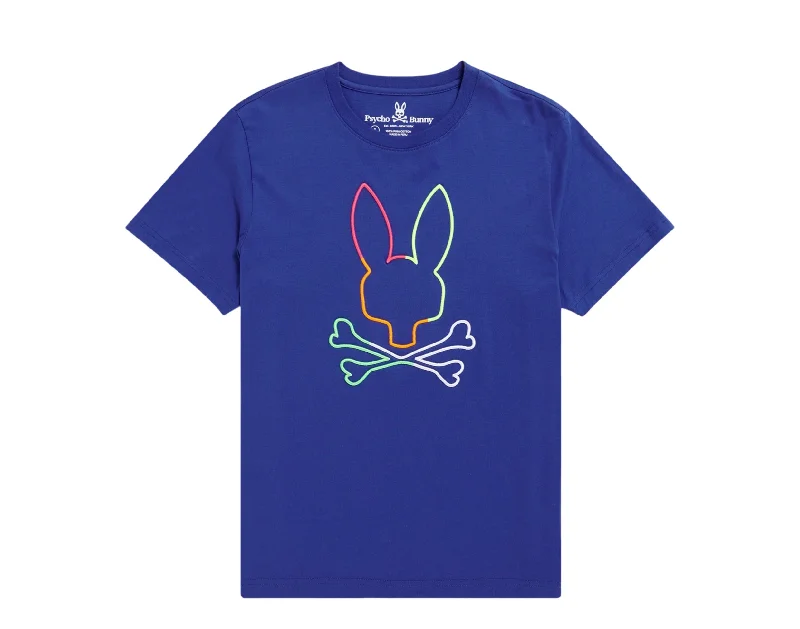 men's easy-care shirts -Psycho Bunny Leo Bunny Sapphire Blue/Multi Men's Tee Shirt B6U245S1PC-SPH