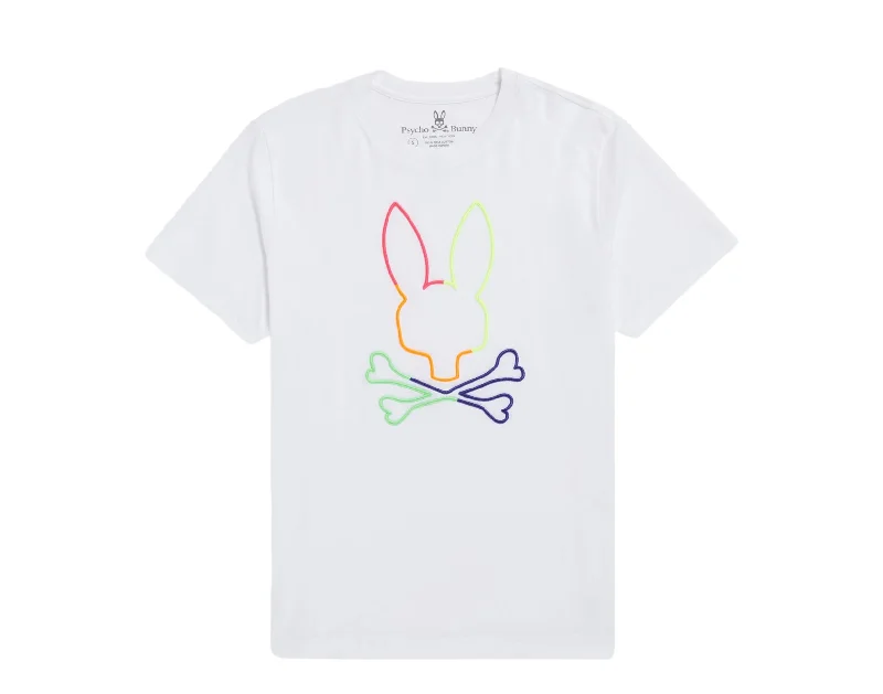 men's luxury shirts -Psycho Bunny Leo Bunny White/Multi Men's Tee Shirt B6U245S1PC-WHT