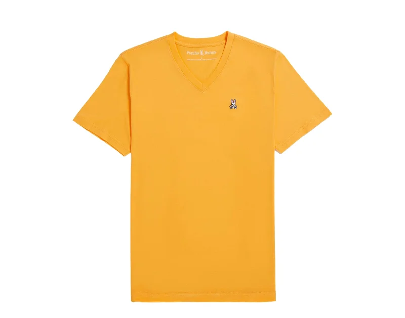 men's casual slim-fit shirts -Psycho Bunny Men's Big & Tall Classic V-Neck Tee Orange Soda B9U100Y1PC-ORS