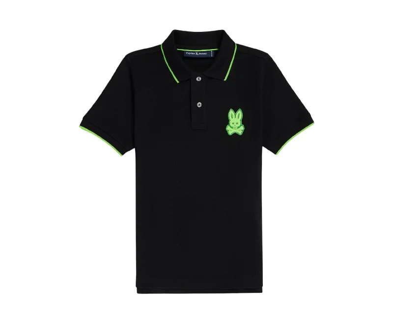 men's workout shirts -Psycho Bunny Men's Cleveland Chainstitch Pique Polo Black B6K504Z1PC-BLK