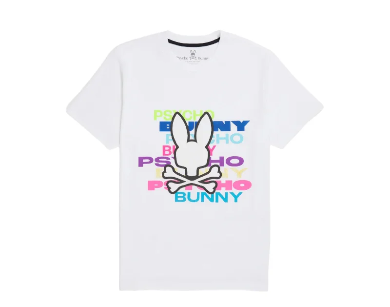 stylish casual shirts -Psycho Bunny Men's Tyrian Graphic Tee White B6U835X1PC-WHT