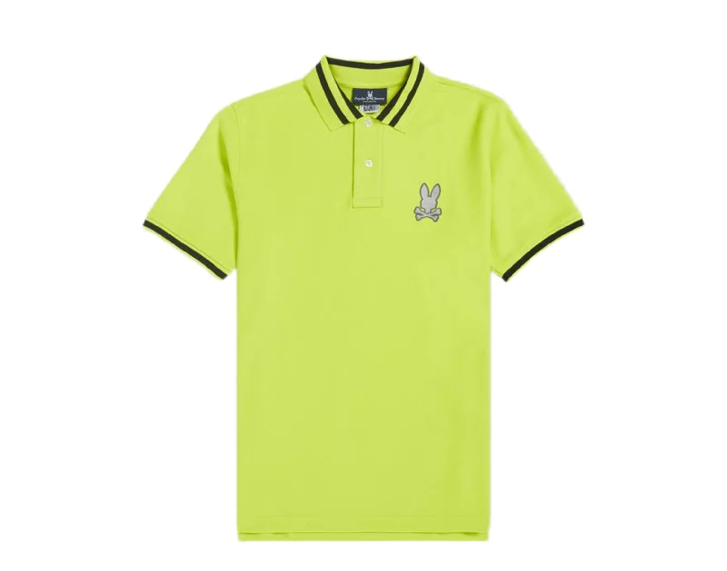 men's eco-friendly shirts -Psycho Bunny Rushup Polo Safety Yellow/Black Men's Shirt B6K194N1PC-SFY