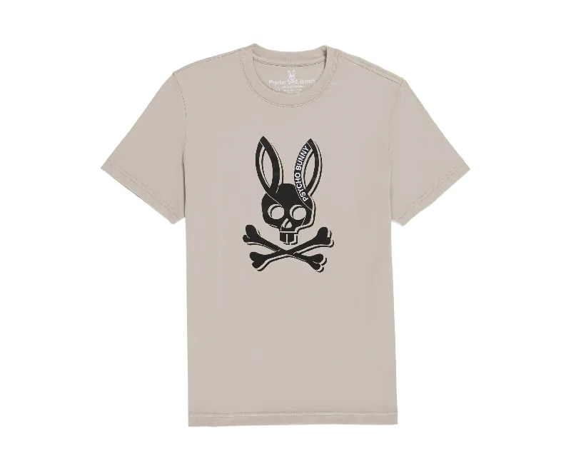 casual button-up shirts for men -Psycho Bunny Serge Crew Neck Graphic Sandstone Men's Tee B6U718X1PC-STO