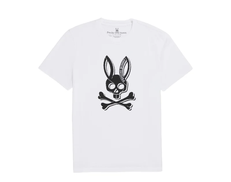 premium shirts for men -Psycho Bunny Serge Crew Neck Graphic White Men's Tee B6U718X1PC-WHT