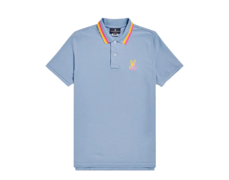 men's linen shirts -Psycho Bunny Surrey Polo Cayman Blue Men's Shirt B6K973L1PC-CAY