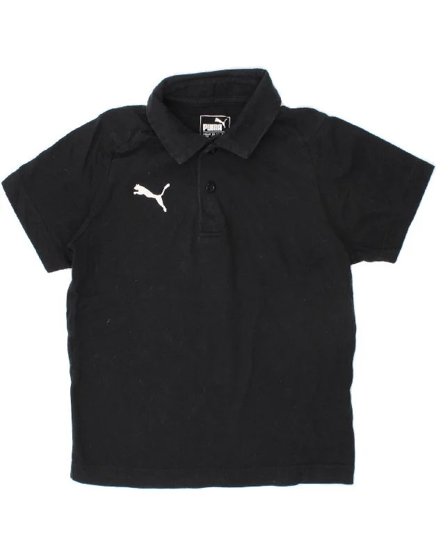 men's regular-fit polo shirts -PUMA Boys Polo Shirt 7-8 Years Black Cotton