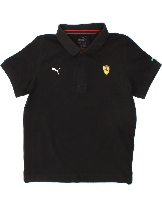 men's classic polo shirts -PUMA Boys Polo Shirt 9-10 Years Black Cotton