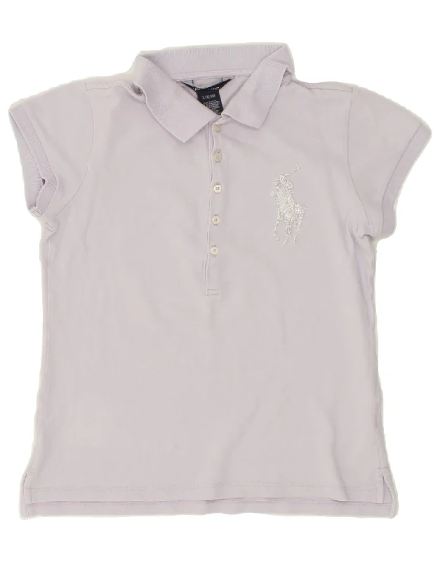 casual golf polo shirts for men -RALPH LAUREN Girls Polo Shirt 12-13 Years Large Purple Cotton