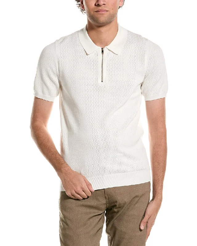 versatile t-shirts for men -Reiss Walton Slim Fit Textured Zip Through T-Shirt