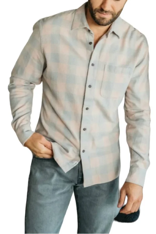 men's casual office shirts -Ripper Long Sleeves Shirt In Pink/gray