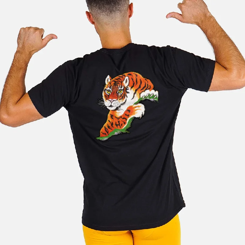 men's retro t-shirts -ROCKY SATIN TIGER SHIRT