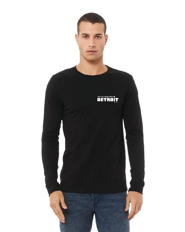 men's fashion-forward t-shirts -Say Nice Things About Detroit Long Sleeve T-Shirt - Black