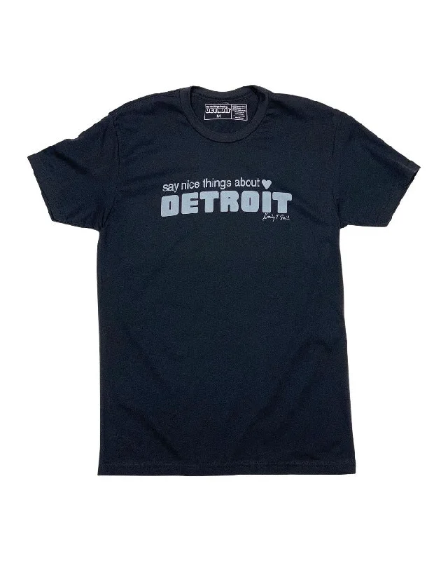 vibrant printed t-shirts for men -Say Nice Things About Detroit T-Shirt - Black