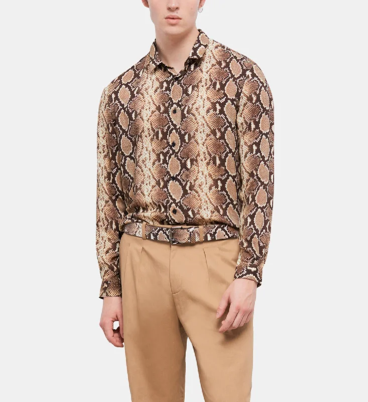 men's custom-fit shirts -Snakeskin Print Casual Shirt