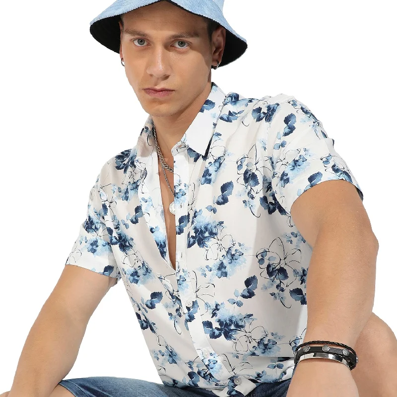 men's performance short-sleeve shirts -Stroked Botanical Shirt