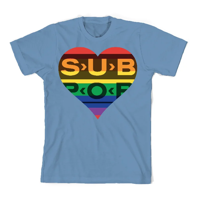 men's bold graphic tees -Heart Logo Rainbow T-Shirt