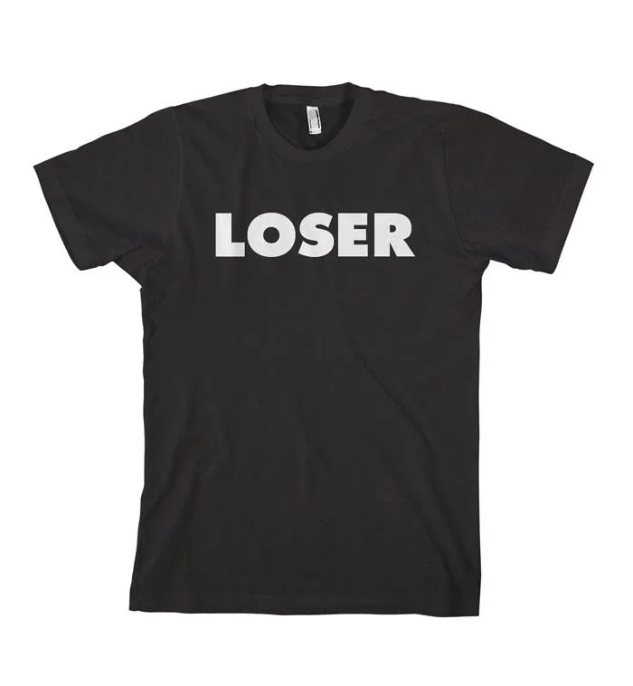 casual street t-shirts for men -Loser Black w/ white