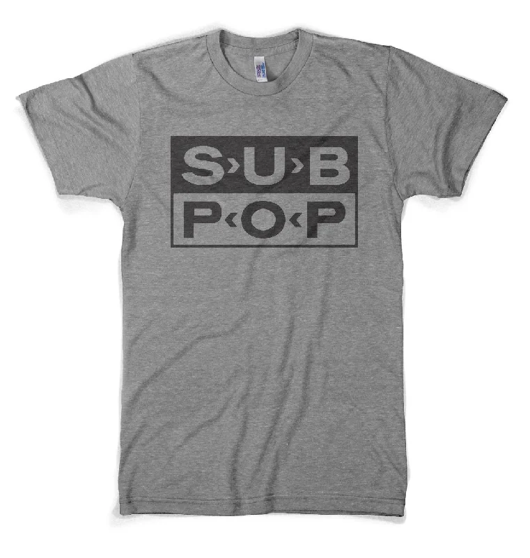 men's simple t-shirts for layering -Sub Pop Logo Athletic Grey w/ Black Shirt