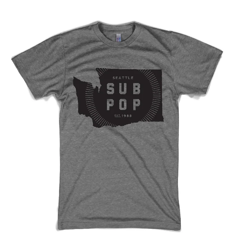 men's black t-shirts -Sub Pop Washington State Grey