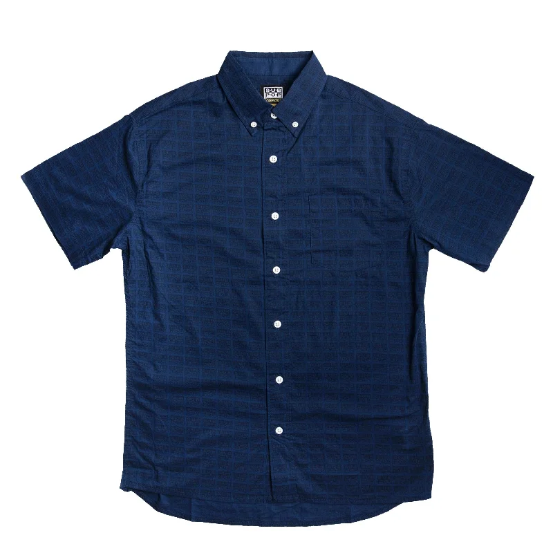 cool vintage t-shirts for men -Sub Poplin Navy Shirt