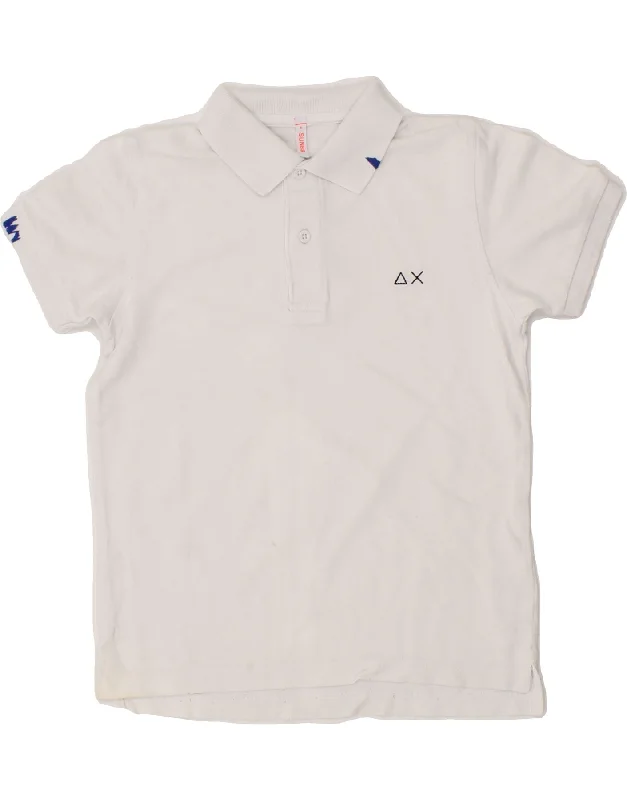 men's casual pique polo shirts -SUN68 Boys Polo Shirt 5-6 Years White Cotton