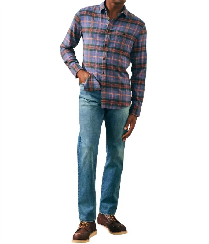 men's modern fit button-up shirts -Super Brushed Flannel Shirt In Trestle Tree Plaid