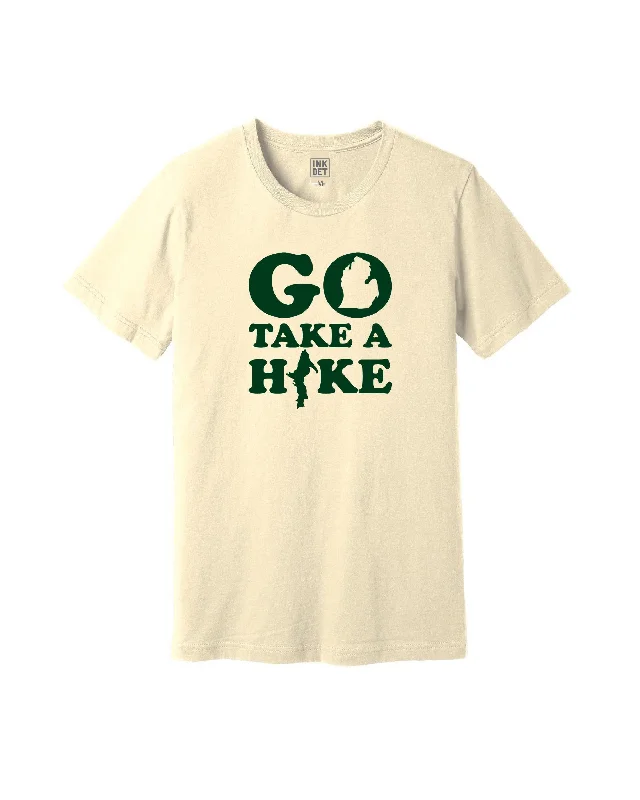 casual graphic t-shirts for men -The Great Lakes State - GO TAKE A HIKE T-Shirt - Natural