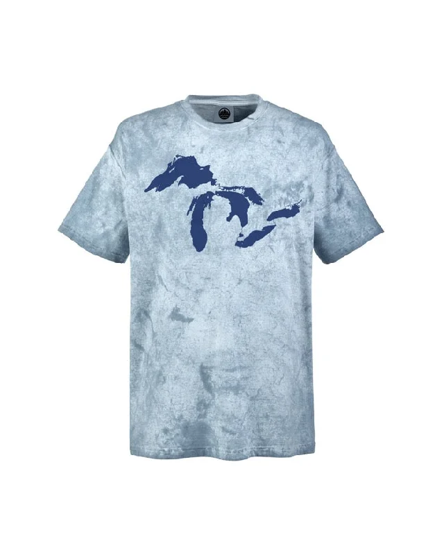 men's bold graphic tees -The Great Lakes State - Great Lakes T-Shirt - Lake Blasted Blue