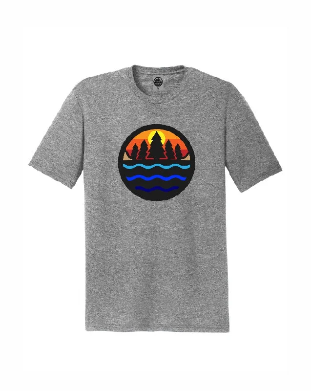 men's short-sleeve t-shirts -The Great Lakes State Logo Tri Blend T-Shirt- Heather Grey