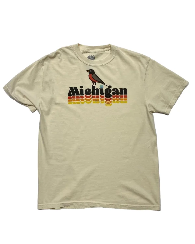 classic t-shirts for men -The Great Lakes State - Michigan Robin - T-Shirt - Natural