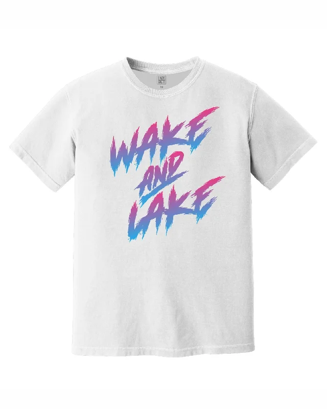 men's retro t-shirts -The Great Lakes State - Wake & Lake T-Shirt - White