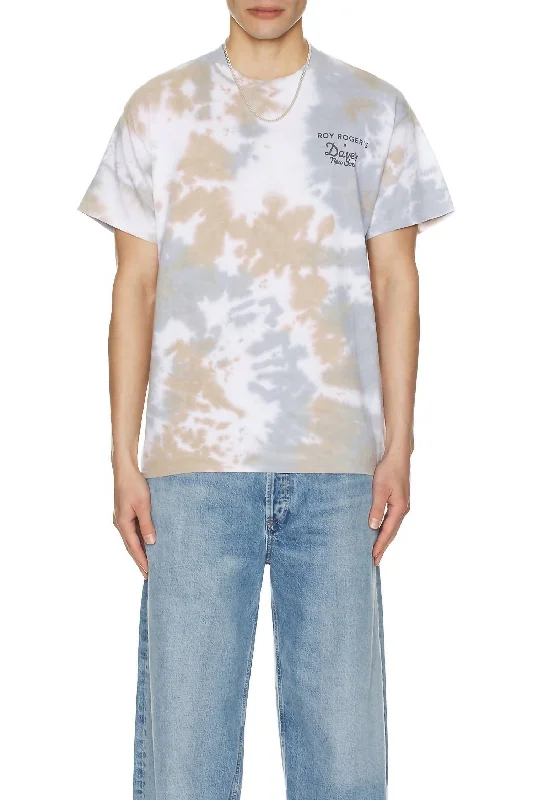 trendy printed t-shirts for men -Tie Dye Jersey T-Shirt In Grey-Beige