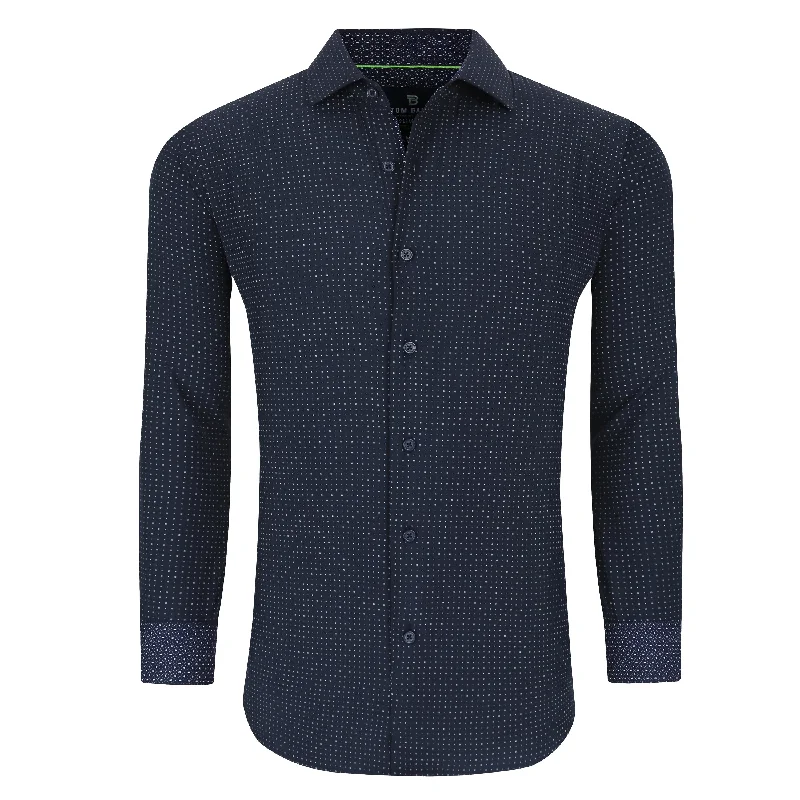 men's performance short-sleeve shirts -Tom Baine Slim Fit Performance Long Sleeve Geometric Button Down