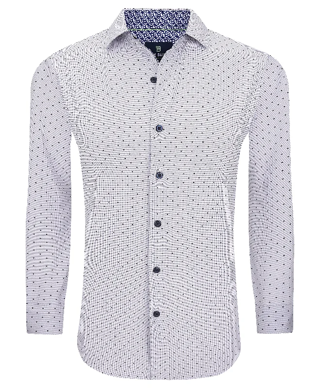 men's travel shirts -Tom Baine Slim Fit Performance Long Sleeve Geometric Button Down