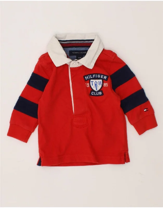 casual golf polo shirts for men -TOMMY HILFIGER Baby Boys Long Sleeve Rugby Polo Shirt 3-6 Months Red