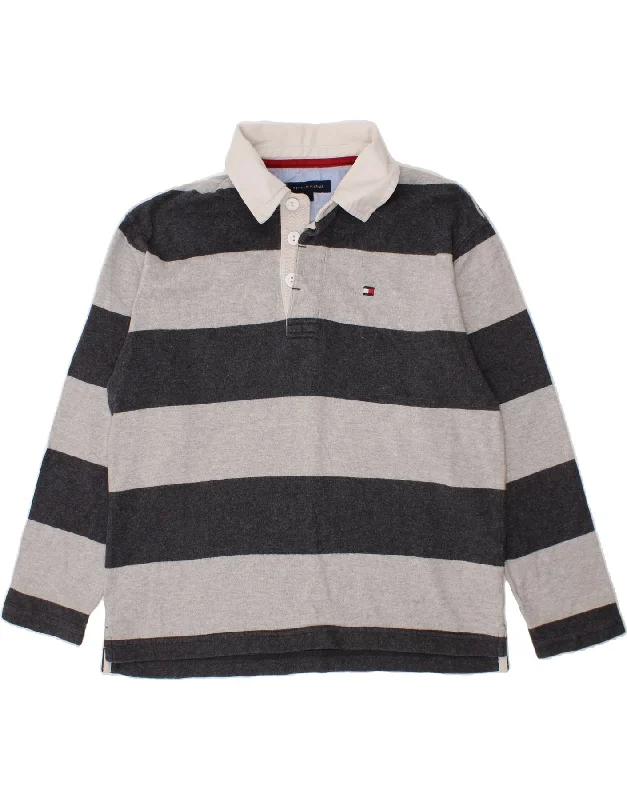 stylish striped polo shirts for men -TOMMY HILFIGER Boys Long Sleeve Rugby Polo Shirt 7-8 Years Grey