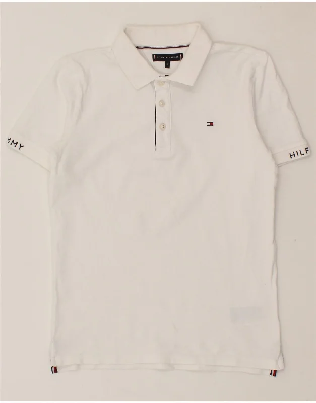 soft-touch polo shirts for men -TOMMY HILFIGER Boys Polo Shirt 11-12 Years White Cotton