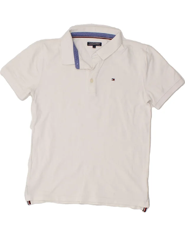 men's premium polo shirts for work -TOMMY HILFIGER Boys Polo Shirt 11-12 Years White Cotton