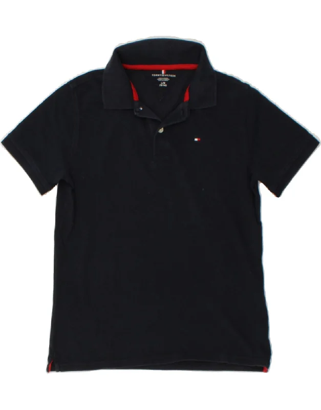 men's basic polo shirts -TOMMY HILFIGER Boys Polo Shirt 12-13 Years Large Navy Blue Cotton