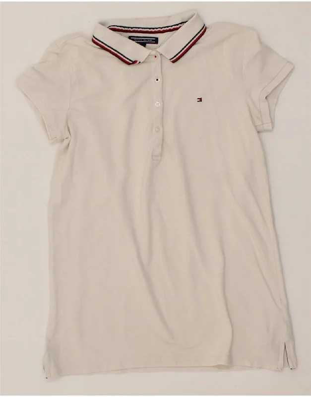 men's custom polo shirts -TOMMY HILFIGER Girls Polo Shirt 14-15 Years White Cotton