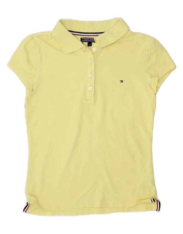 men's custom embroidered polo shirts -TOMMY HILFIGER Girls Polo Shirt 9-10 Years Yellow Cotton